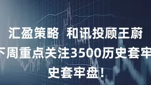 汇盈策略  和讯投顾王蔚：下周重点关注3500历史套牢盘！