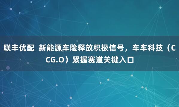 联丰优配  新能源车险释放积极信号，车车科技（CCG.O）紧握赛道关键入口